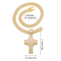 Hiphop iced out gold cross pendant with Cuban chain necklace and size measurements - Gold Pendant Only