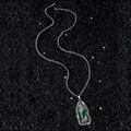 Religious Saint Jude pendant necklace with green enamel and sparkling crystals on black stones - Silver (St. Jude) - With 60cm Stainless Steel Curb Chain