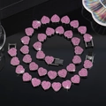 Halskette mit rosa Strass-Herzgliedern und dunkler Rotguss-Beschichtung für Damen - Violetter Zirkonia / Armband 8inch(20CM)