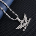 Iced-out hip hop necklace with winged FARAMAREEN letter pendant and silver twist chain - Silver Wings Pendant + 20inch Rope Chain
