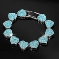 15mm silbernes Herzarmband mit himmelblauen Strasssteinen und sicherem Klappverschluss - Seeblau Strass / Armband 8inch(20CM)