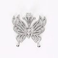 Ciondolo a farfalla 9mm in argento con strass scintillanti e ali traforate - Solo Ciondolo a Farfalla Argento (Senza Catena)