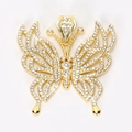 Collana a farfalla hip-hop dorata da 9mm con zirconi bianchi lucidi e design cavo - Pendaglio Singolo Farfalla Oro