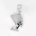 Collana con pendente Regina Nefertiti argento con cristalli pavé su sfondo bianco - Pendente Singolo Testa d'Argento