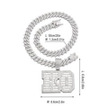 Hip-hop zilveren Cuban chain met iced out KO-hanger en 50cm maataanduidingen - Zilver KO