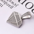 Colgante con forma de diamante y circonitas en elegante collar con cadena de estilo cubano - Colgante Individual de Diamante Plateado