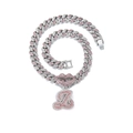 Chaîne cubaine hip hop avec pendentif lèvres en cristal rose et lettre en fini argent - Lettre Z Argent