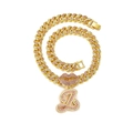 Collier à maillons cubains dorés avec lèvres en strass roses et pendentif lettre B - Lettre Z Or