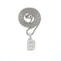 Versilberte Kordelkette mit einem Zirkonia besetzten Großbuchstaben B Anhänger - Buchstabe B / Pendant + 20inch Rope Chain / Silber