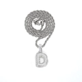 Silberfarbene Kordelkette mit einem Buchstaben-D-Anhänger mit Zirkonia-Besatz - Buchstabe D / Pendant + 20inch Rope Chain / Silber