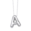 Glänzende silberne Halskette mit Puffer-Buchstaben A Anhänger aus poliertem Edelstahl - Anhänger + 20in Kette / Silber Buchstabe A