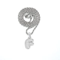 Silver rope chain necklace featuring a pave-set cubic zirconia letter F pendant - Letter F