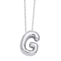 Polished silver chubby balloon letter G pendant necklace in stainless steel - Silver Letter G