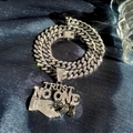 Silver iced out Cuban link chain with Trust No One handshake pendant for men hip hop style - Pendant + Cuban Chain / Steel Handshake Charm Necklace