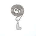 Silver rope chain necklace featuring a zircon-encrusted letter L pendant with lobster clasp - Letter L