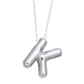 Polished silver stainless steel 3D puffy letter K pendant necklace for women - Silver Letter K