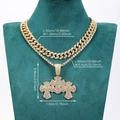 Pendentif triple croix glacé avec chaîne gourmette dorée style hip hop pour hommes - Ensemble de Colliers Triple / Doré
