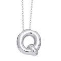 Polished silver stainless steel puffy bubble letter Q pendant necklace for women - Silver Letter Q