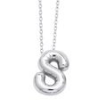 Chubby silver puffy balloon letter S pendant necklace made of stainless steel - Silver Letter S