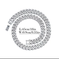 Cadena cubana hip hop para hombre de 11mm con circonitas plateadas brillantes - 18inch (45cm) / Plata 11mm Eslabón Cubano