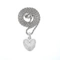 Silver-toned rope chain necklace with a sparkling heart pendant encrusted with cubic zirconia - Letter V