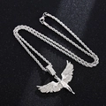 Collana hip hop con ciondolo angelo alato e strass su catena a corda argentata - Collana Dea Argento