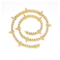 Collana tennis hip-hop dorata con spine e zirconi bianchi in layout a spirale - 20 Pollici (50cm) / Oro