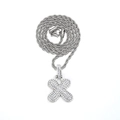 Silver-plated rope chain necklace with a zircon-encrusted bubble letter X pendant - Letter X