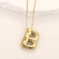 3D balloon initial B pendant necklace in 18K gold plated stainless steel - Gold Letter B