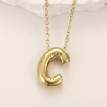 Polished gold stainless steel balloon letter C pendant necklace with a minimalist 3D design - Gold Letter C