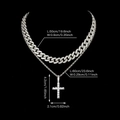 Spécifications de taille pour l'ensemble pendentif croix argent et chaîne cubaine hip hop - Ensemble Croix Argentée