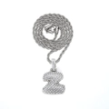 Silver rope chain necklace featuring a pave-set zircon letter Z alphabet pendant - Letter Z
