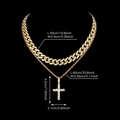 Ensemble de colliers superposés dorés avec pendentif croix et dimensions de chaîne - Ensemble Croix Dorée