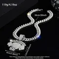 Collana hip-hop a catena cubana con ciondolo GET MONEY ghiacciato, lunghezza 50cm, argento - Ciondolo Argento Con Catena Cubana da 20 Pollici