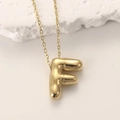 Polished gold-plated necklace featuring a 3D puffed balloon-style letter F pendant - Gold Letter F