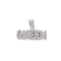 Colgante QUEEN estilo hip hop con circonita cúbica en collar de cadena cubana plateada - Colgante Solo (Sin Cadena) / Plateado