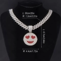 Dimensioni dettagliate della catena cubana 13mm con ciondolo a cuore sorridente - Faccina Sorridente Argentata + Catena Cubana da 20 Pollici