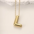 Polished gold letter L bubble pendant necklace with a delicate minimalist chain - Gold Letter L