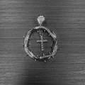 Vintage intertwined thorn ring pendant with small cross and shimmering rhinestones - Silver 1019 Pendant Only (Without Chain)