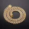 Κολιέ Cuban link τριών σειρών σε χρυσό χρώμα με λαμπερά λευκά κρύσταλλα ζιργκόν - Κολιέ 18 ίντσες (45 cm) / Χρυσή κουβανέζικη αλυσίδα με τριπλή σειρά στρας