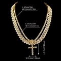 Ensemble chaîne cubaine et tennis plaqué or glacé avec pendentif croix étincelante - Colliers Superposés Croix et Chaîne Tennis Dorés