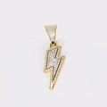 Detailed view of hip hop lightning pendant with gold plating and white zircon inlay - Pendant Only (Without Chain) (Gold)