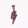 Hip hop purple lightning pendant necklace with pink rhinestones on gunmetal finish base - Gunmetal Pink Rhinestone Pendant Only (Without Chain)