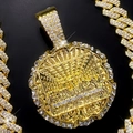 Gouden Last Supper hanger ketting met ijzige Cubaanse schakels en micro-kristallen - Gouden Het Laatste Avondmaal Losse Hanger (zonder ketting)