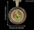 Hip hop St. Jude roterende gouden hanger met groen emaille en meander patroon rand - Alleen hanger