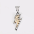 Hip hop style gold and silver lightning pendant necklace with iced out crystals - Pendant Only (Without Chain) (Silver)