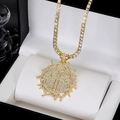 Hip-Hop-Halskette in Gold mit Kreuz-Relief-Anhänger und funkelnder Tennis-Kette - Gold 1020 Anhänger + 20 Zoll Tenniskette