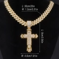 Iced out gold Cuban link cross necklace with full rhinestones, 20 inch hip hop chain - 081 Style Pendant Only (Without Chain) / Gold