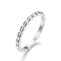Minimalist S925 sterling silver beaded ring with water wave texture for women - US 5 / White Gold