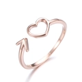 Anillo abierto de plata S925 en oro rosa con diseño de corazón calado y flecha - Abierto Ajustable / Oro rosa